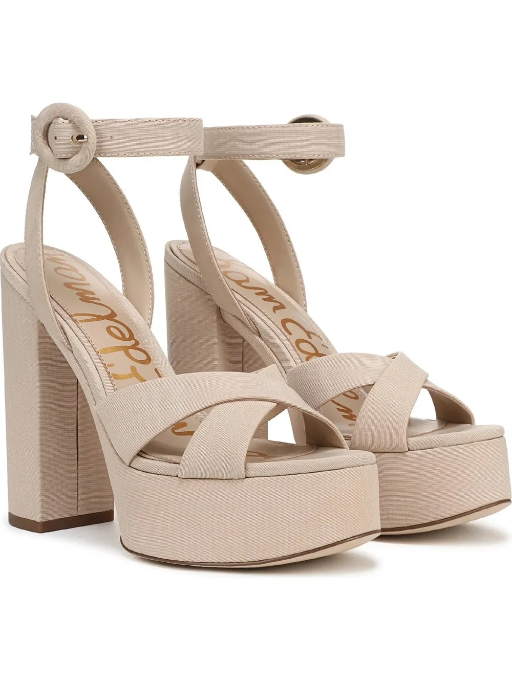 Sam Edelman Beige Platform Ankle-Strap Sandal